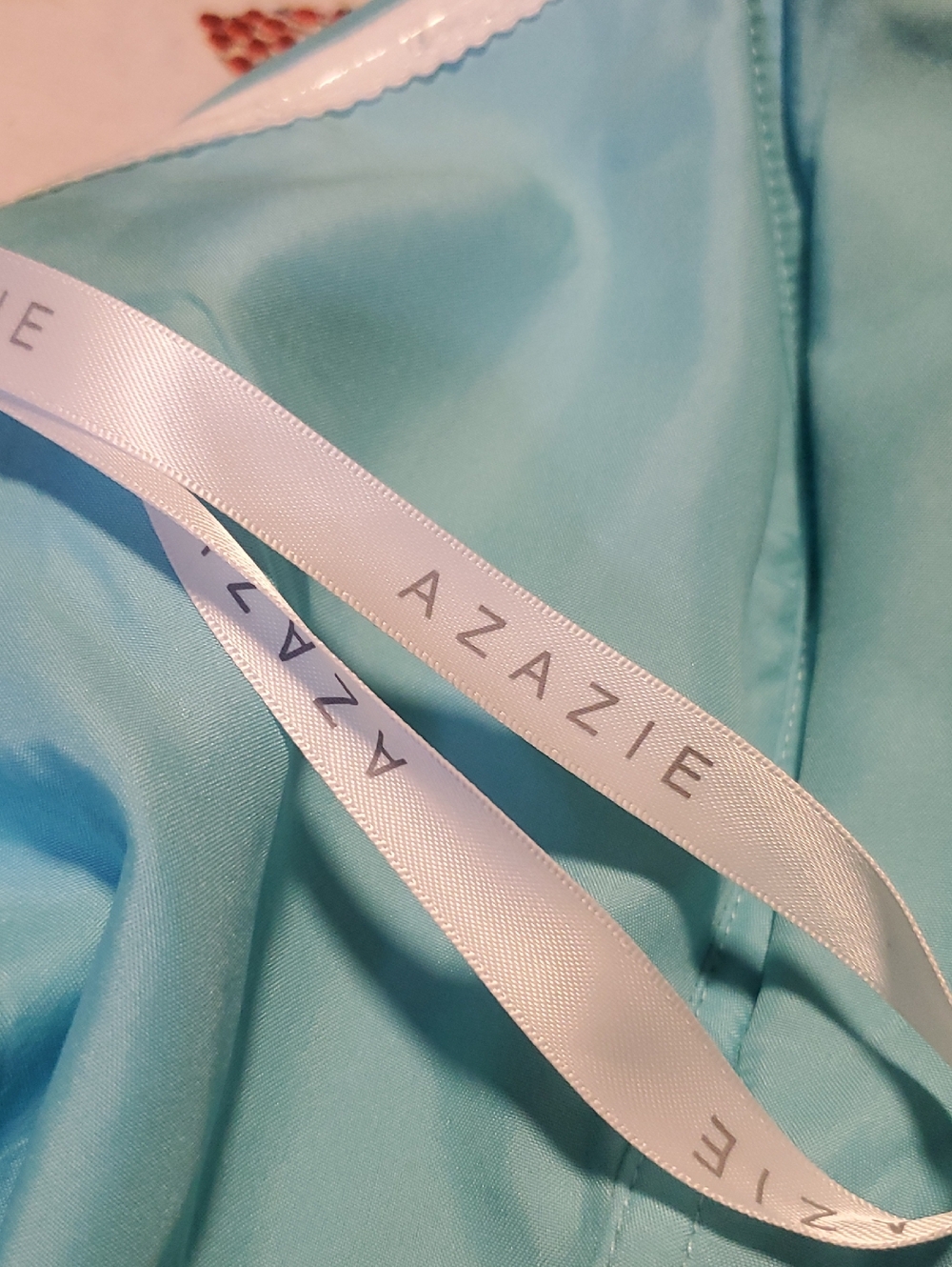 Azazie Strapless High-Low Chiffon Dress in Turquoise Blue, Size M - Picture 11 of 12